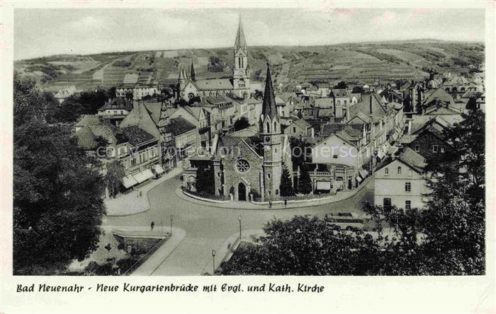 BAD NEUENAHR-AHRWEILER Neue Kurgartenbruecke Evangelische und Katholische Kirche