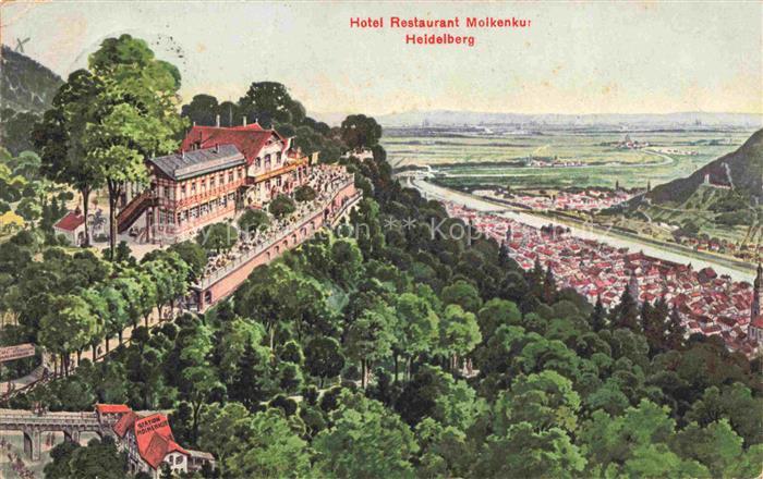 HEIDELBERG  Neckar Panorama Hotel Restaurant Molkenkur Kuenstlerkarte