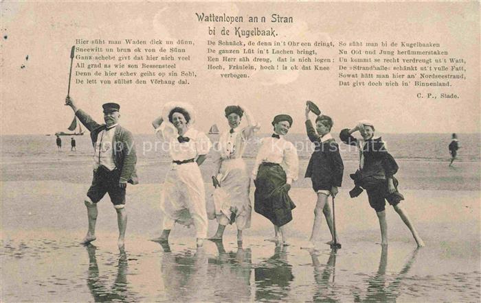 CUXHAVEN Nordseebad Wattenlopen an n Stran bi de Kugelbaak