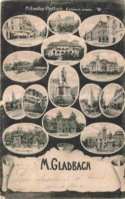 MoeNCHENGLADBACH NRW Teilansichten Mikroskop-Postkarte