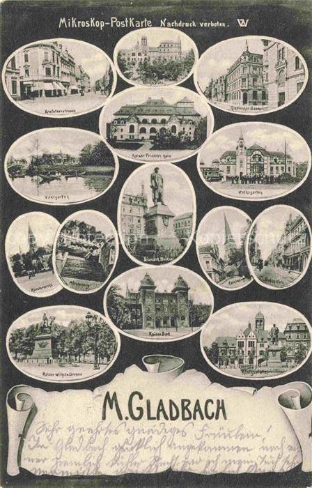 MoeNCHENGLADBACH NRW Teilansichten Mikroskop-Postkarte