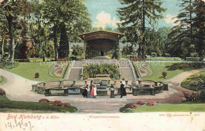 BAD HOMBURG von der Hoehe Hessen Elisabethbrunnen Kuenstlerkarte