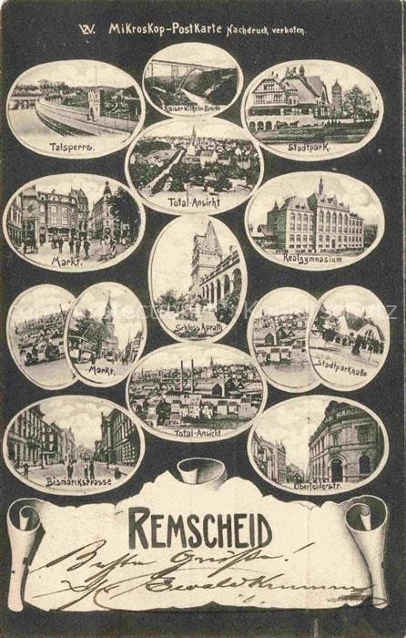 REMSCHEID NRW Teilansichten Mikroskop Postkarte
