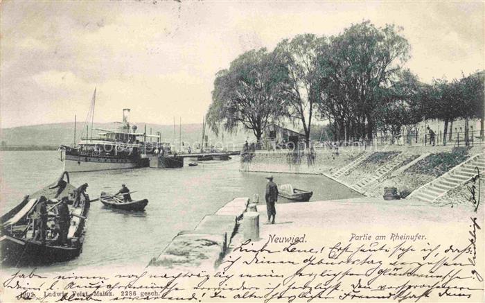 NEUWIED Rhein Partie am Rheinufer Bootsanleger