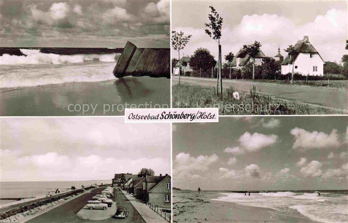 Schoenberg Holstein Kuestenpanorama Strand Brandung Strandpromenade Haeuserparti