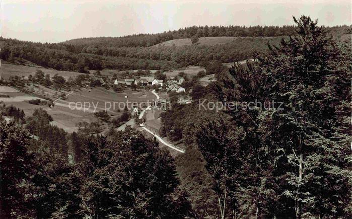 Raubach Odenwald Hessen Panorama mit Gasthaus Pension Berghof
