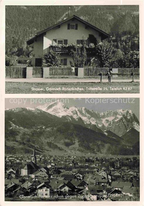 GARMISCH-PARTENKIRCHEN Bayern Gaestehaus Strasser Stadtpanorama Blick gegen Zugs