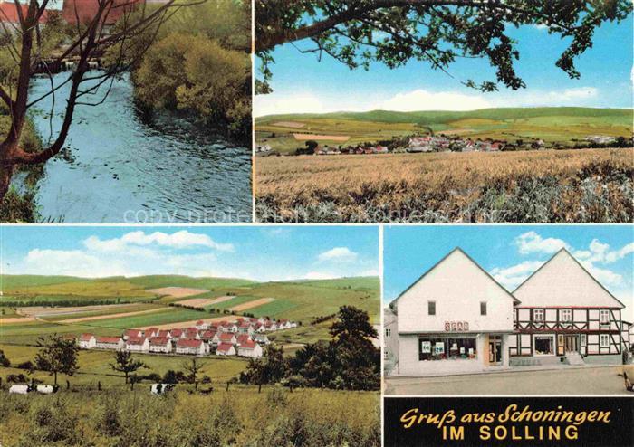 Schoningen Solling Uslar Niedersachsen Partie am Fluss Panorama Ladengeschaeft