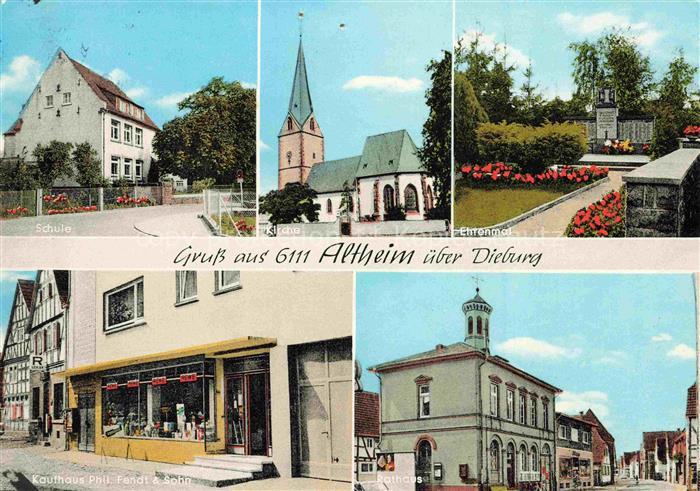 Altheim Dieburg Muenster Hessen Schule Kirche Ehrenmal Kaufhaus Rathaus