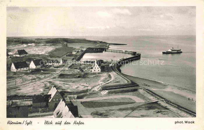 Hoernum Sylt Panorama Blick auf den Hafen Kupfertiefdruck