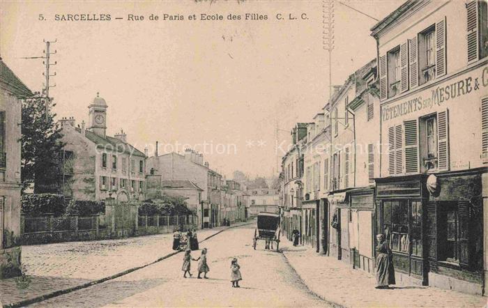 SARCELLES 95 Val-d Oise Rue de Paris et Ecole des Filles