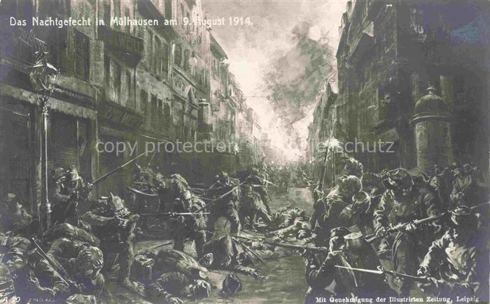 MULHOUSE Muehlhausen 68 Haut-Rhin Das Nachgefecht in Muelhausen 09.08.1914 Kuens