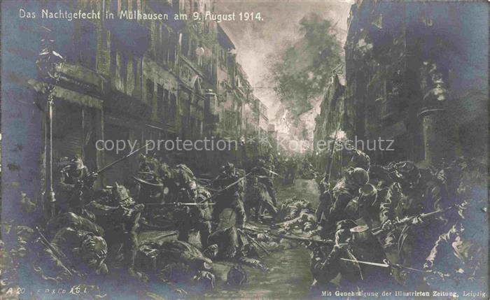 MULHOUSE Muehlhausen 68 Haut-Rhin Das Nachgefecht in Muelhausen 09.08.1914 Kuens