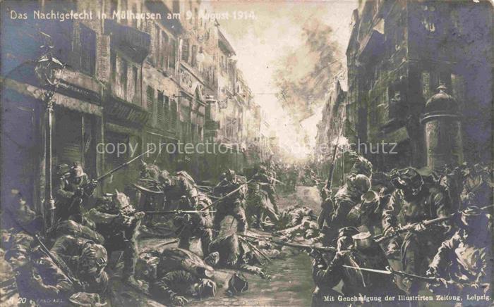 MULHOUSE Muehlhausen 68 Haut-Rhin Das Nachgefecht in Muelhausen 09.08.1914 Kuens