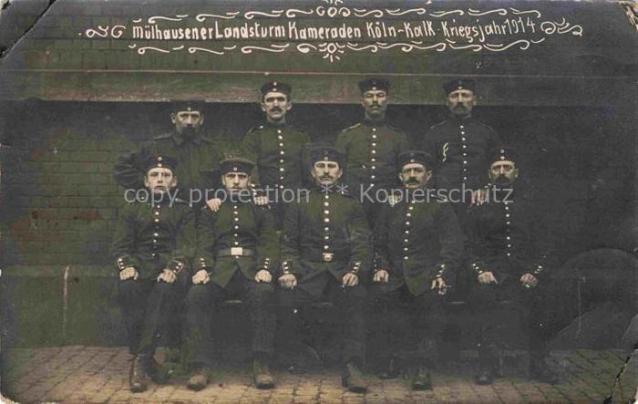 Muelhausen Elsass Muelhausener Landsturm Kameraden Koeln-Kalk Kriegsjahr 1914 Fe