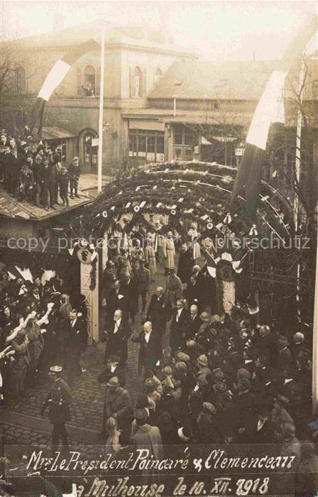 MULHOUSE Muehlhausen 68 Haut-Rhin Fête Mrs le Président Poincaré et Clémenceau 1