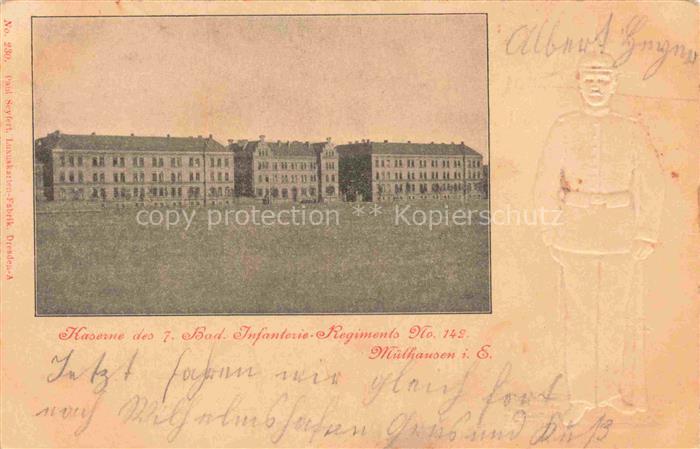 Muelhausen Elsass Kaserne des 7. Badischen Infanterie Regiments No. 142