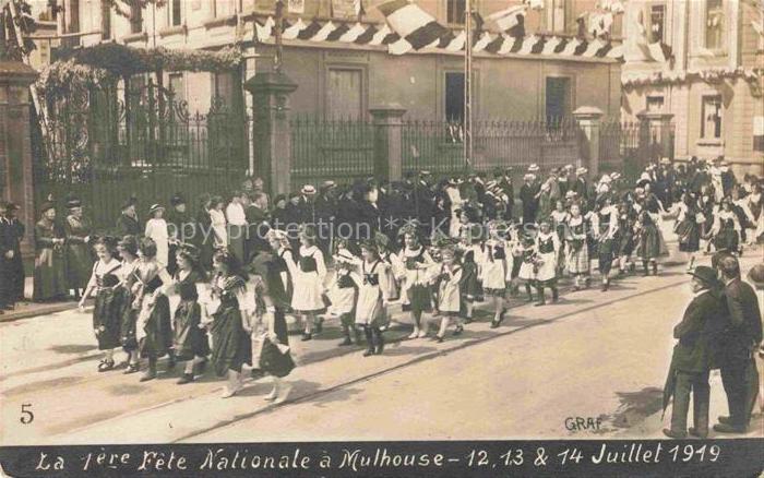 MULHOUSE Muehlhausen 68 Haut-Rhin La 1ére Fête Nationale Juillet 1919
