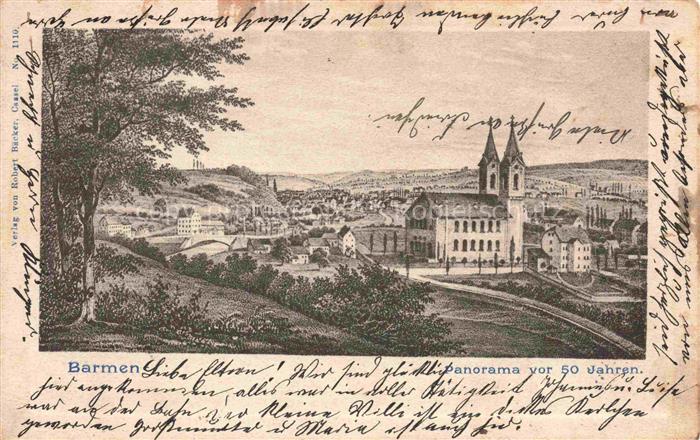 Barmen Elberfeld WUPPERTAL Panorama vor 50 Jahren Kuenstlerkarte