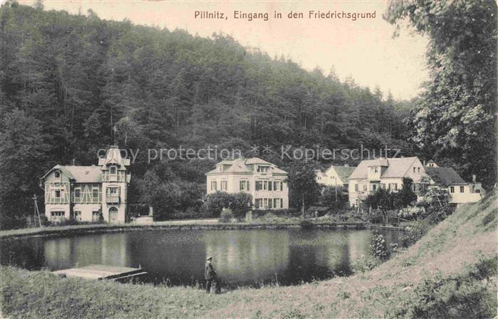 Pillnitz Dresden Eingang in den Friedrichsgrund Teich