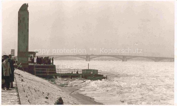 MAINZ  Rhein Uferpartie am Rhein im Winter zugefrorener Fluss