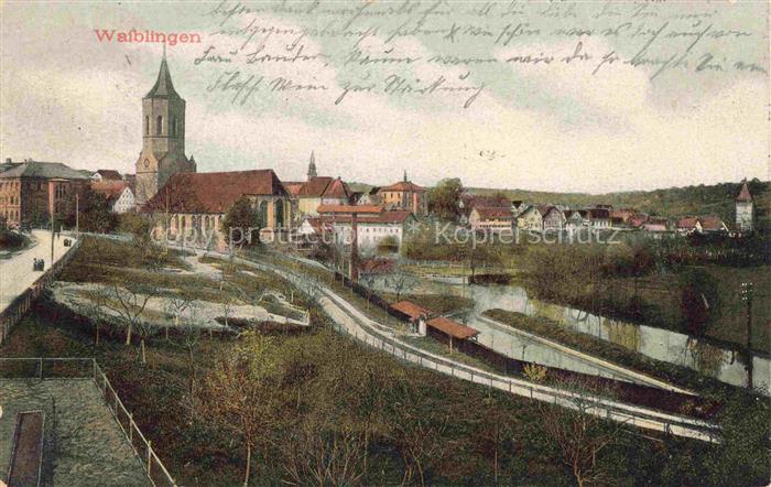 Waiblingen  Rems Rems-Murr-Kreis BW Teilansicht mit Kirche