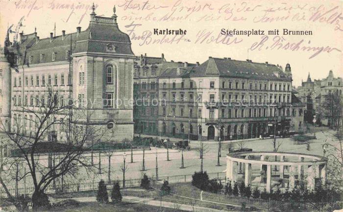 KARLSRUHE Baden Stefansplatz mit Brunnen