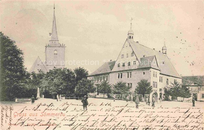 Soemmerda Thueringen Platz Ortszentrum Blick zur Kirche