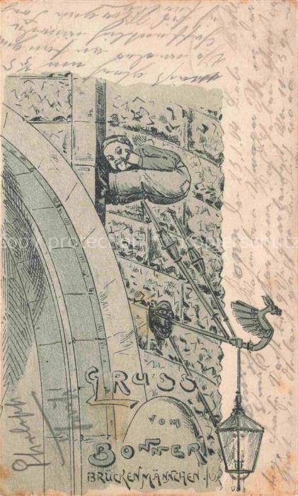 BONN Rhein Brueckenmaennchen Kuenstlerkarte