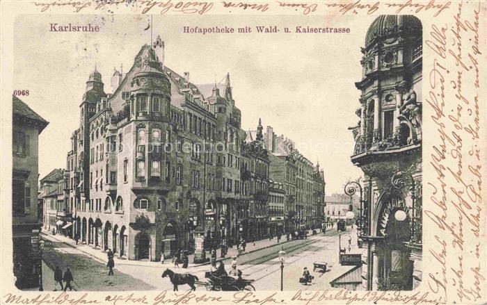 KARLSRUHE Baden Hofapotheke mit Waldstrasse und Kaiserstrasse