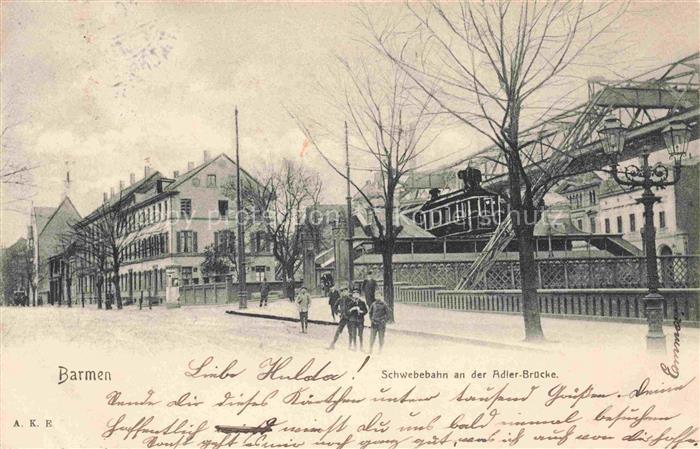 Barmen Elberfeld WUPPERTAL Schwebebahn an der Adler-Bruecke
