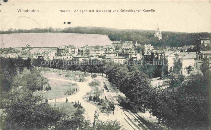 WIESBADEN Nerotal-Anlagen mit Neroberg und Griechischer Kapelle