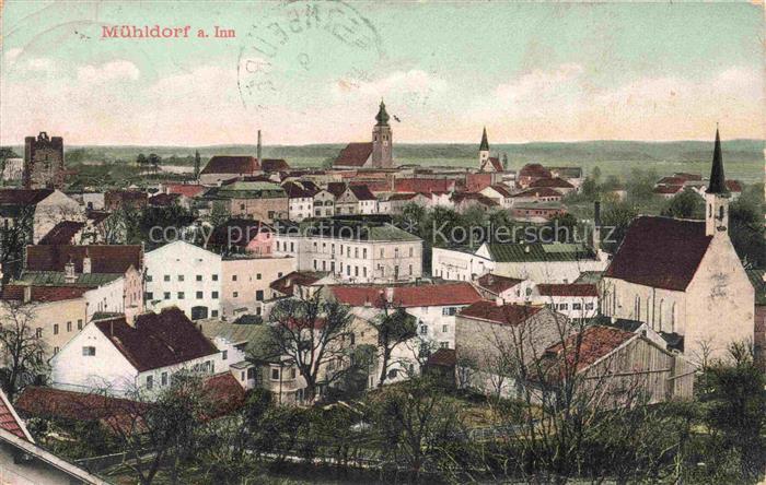 Muehldorf  Inn Bayern Ansicht mit Kirchen