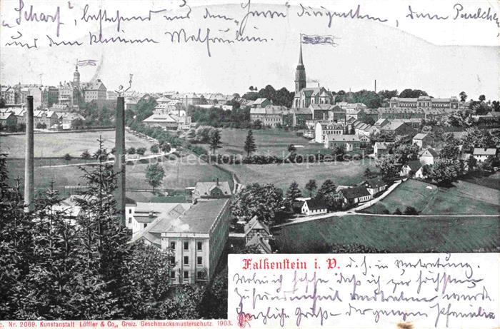 Falkenstein Vogtland Sachsen Panorama Industrie Kirche