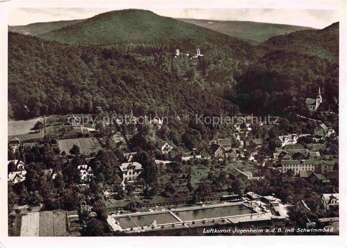 Jugenheim Seeheim-Jugenheim Darmstadt Hessen Teilansicht Luftkurort mit Schwimmb