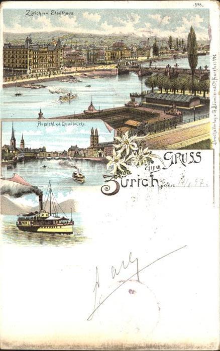 Zuerich Stadtansicht Dampfer