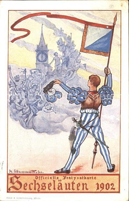 Zuerich Offizielle Festpostkarte Sechselaeuten  1902