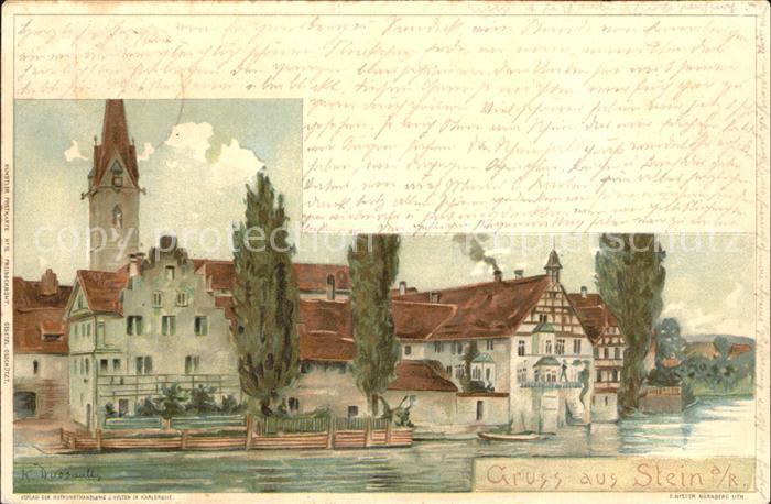 Stein AG Partie am Rhein mit Kirche