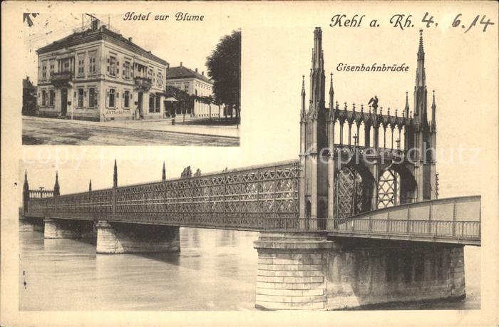 Kehl Rhein Hotel zur Blume Eisenbahnbruecke