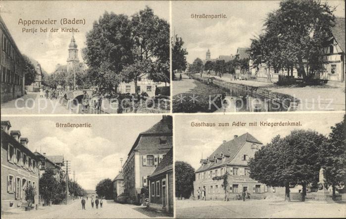 Appenweier Strassenpartie Gasthaus zum Adler Kriegerdenkmal