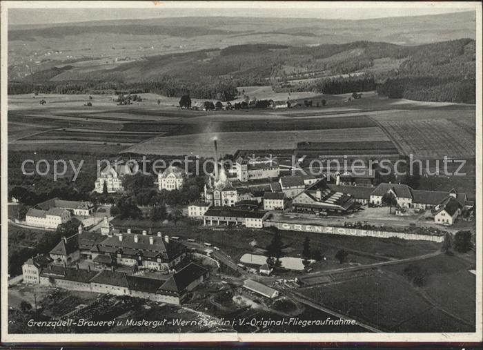 Wernesgruen Grenzquell- Brauerei Mustergut Fliegeraufnahme