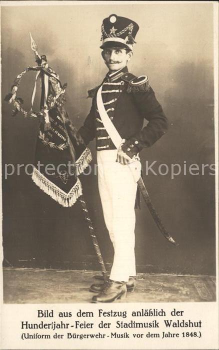 Waldshut Tiengen Rhein Festzug Hundertjahr-Feier Stadtmusik Uniform Buergerwehr
