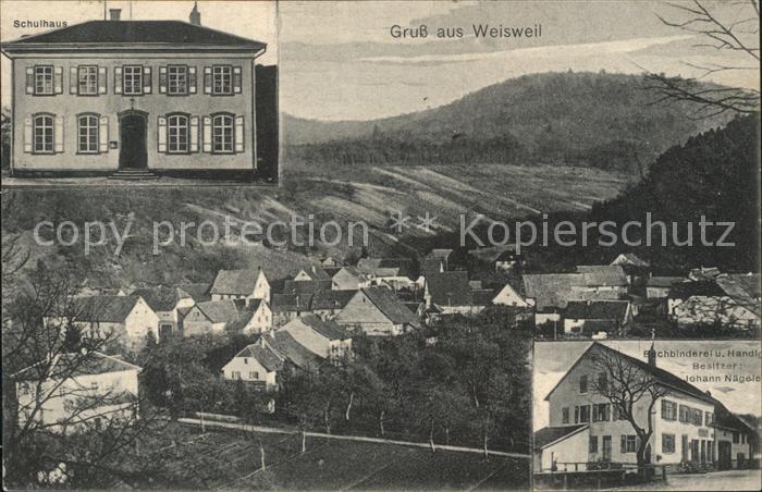 Weisweil Schulhaus Buchbinderei-Handlung Johann Naegele