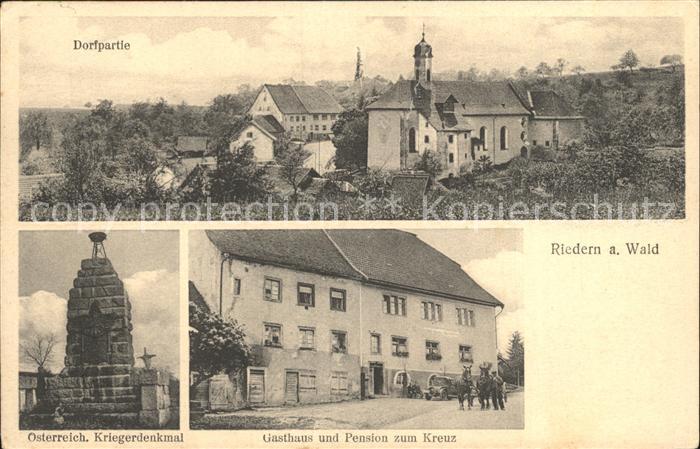 Riedern Wald Gasthaus-Pension zum Kreuz Kriegerdenkmal Dorfpartie