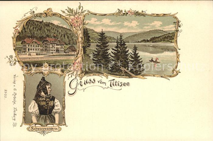 Titisee Hotel zum Baeren Schwarzwaelderin Litho