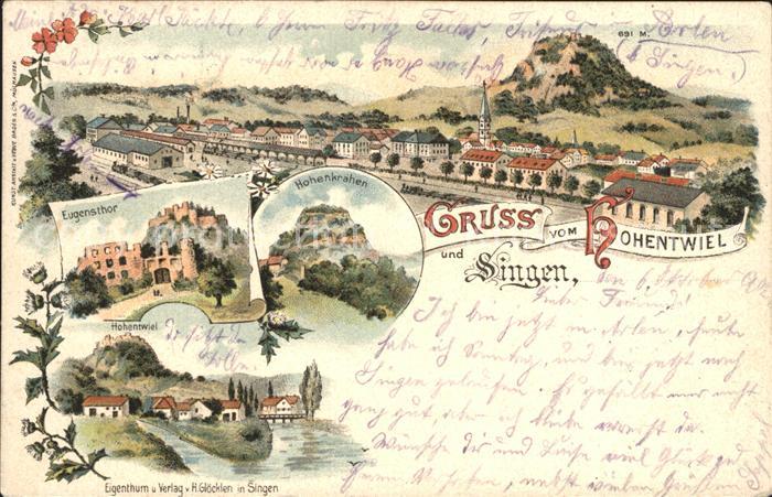 Hohentwiel Eugenstor Hohenkraehen Litho