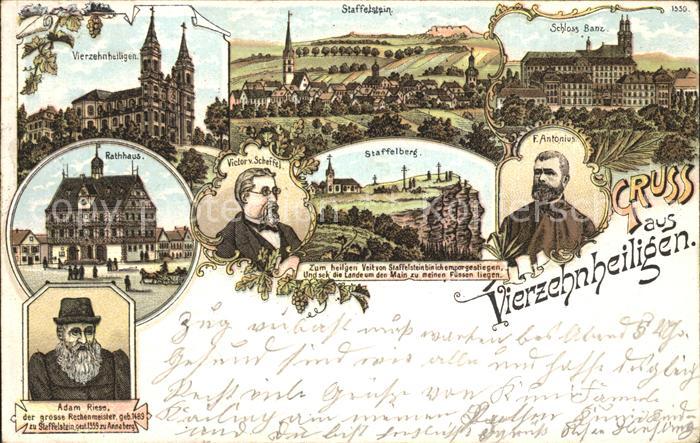 Vierzehnheiligen Schloss Banz Rathaus Adam Riese F. Antonius Scheffel Litho