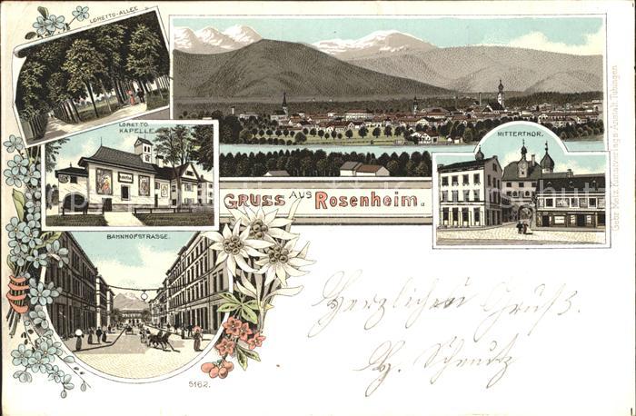Rosenheim Bayern Loreto-Kapelle Bahnhofstrasse Loreto-Allee Litho