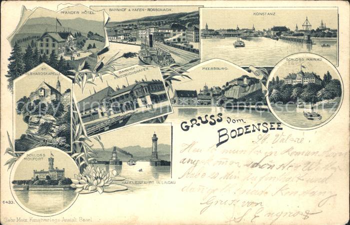 Bodensee Pfaender-Hotel Bahnhof und Hafen Rorschach Schloss Monfort