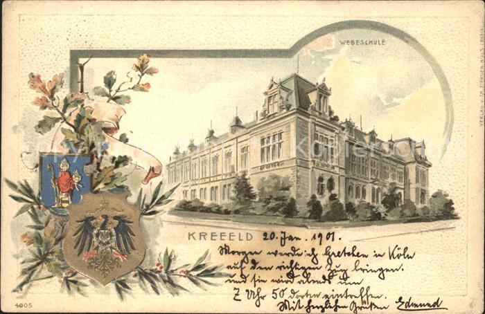 Krefeld Webeschule Wappen Litho